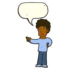 cartoon pointing man with speech bubble N45