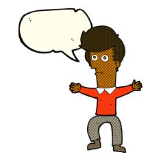 cartoon startled man with speech bubble N30
