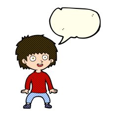 cartoon excited boy with speech bubble N71