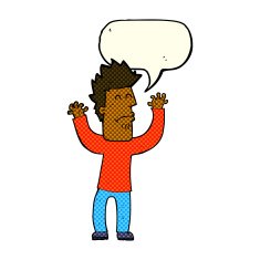 cartoon stressed man with speech bubble N38