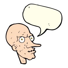 cartoon evil old man with speech bubble N11