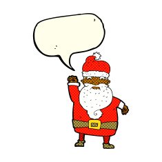 cartoon angry santa claus with speech bubble N10