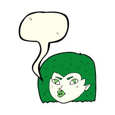 cartoon vampire face with speech bubble N18