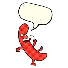 cartoon sausage with speech bubble N7
