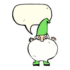 cartoon tiny santa with speech bubble N9