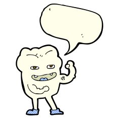 cartoon strong healthy tooth with speech bubble N5