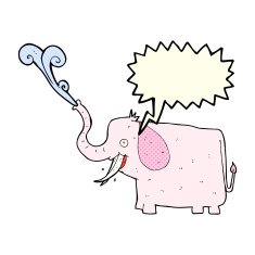 cartoon happy elephant with speech bubble N5