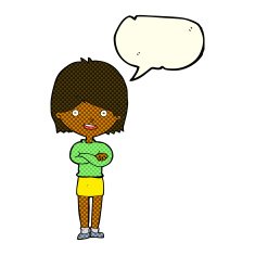 cartoon happy woman with speech bubble N125