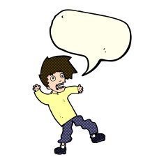 cartoon terrified man with speech bubble N110