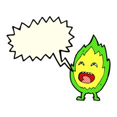 cartoon flame character with speech bubble N5
