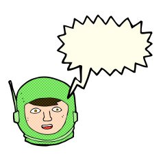 cartoon astronaut head with speech bubble N5