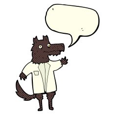 cartoon wolf businessman with speech bubble N3