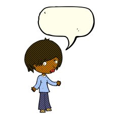 cartoon confused woman with speech bubble N42