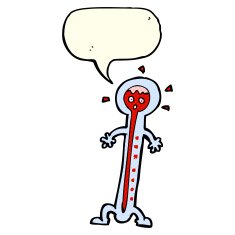 cartoon hot thermometer with speech bubble N4