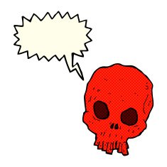 cartoon spooky skull with speech bubble N76