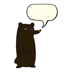 funny cartoon black bear with speech bubble N10