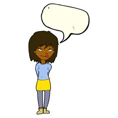 cartoon happy woman with speech bubble N126