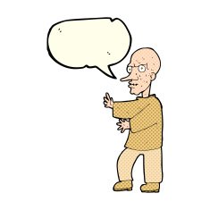 cartoon mean looking man with speech bubble N4