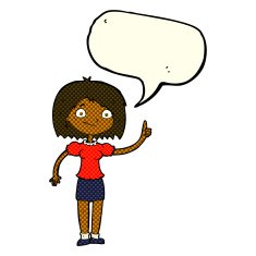 cartoon woman with idea speech bubble N122