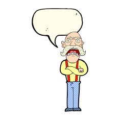 cartoon shocked old man with speech bubble N14