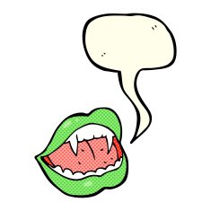 cartoon vampire lips with speech bubble N6