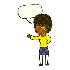 cartoon woman with sticking plaster on face speech bubble N6