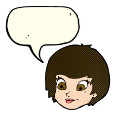 cartoon female face with speech bubble N77