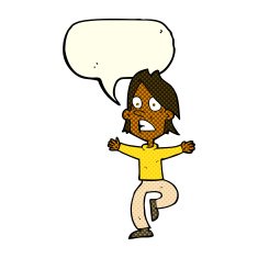 cartoon panicking man with speech bubble N9