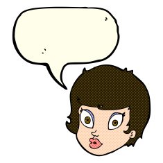 cartoon surprised female face with speech bubble N33
