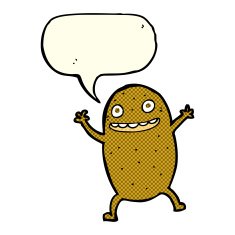 cartoon happy potato with speech bubble N5
