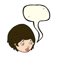 cartoon girl with concerned expression speech bubble N4
