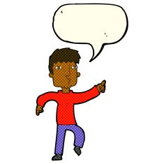 cartoon dancing man with speech bubble N8