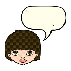cartoon female face with speech bubble N78