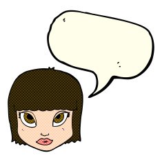 cartoon female face with speech bubble N79