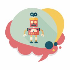 robot concept flat icon with long shadow eps10 N162