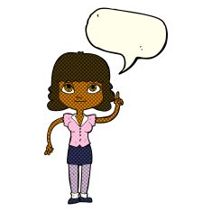 cartoon woman with idea speech bubble N123