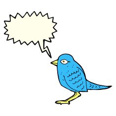 cartoon garden bird with speech bubble N21