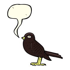 cartoon garden bird with speech bubble N22