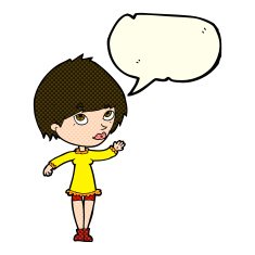 cartoon woman waving with speech bubble N170