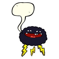 happy cartoon cloud with speech bubble N6