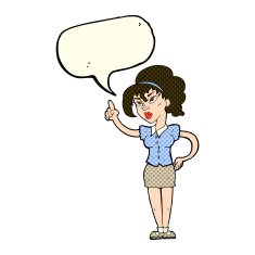 cartoon woman with idea speech bubble N124