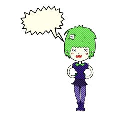 cartoon happy vampire girl with speech bubble N22