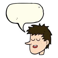 cartoon happy boy face with speech bubble N26