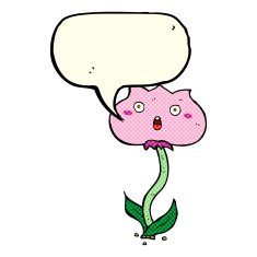 cartoon shocked flower with speech bubble N6
