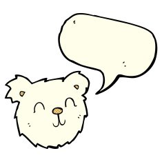 cartoon happy polar bear face with speech bubble N3