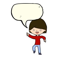 cartoon man pointing with speech bubble N99