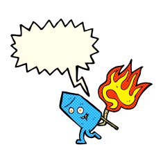 cartoon funny firework character with speech bubble N11