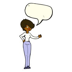 cartoon woman waving with speech bubble N172
