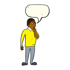 cartoon curious man with speech bubble N38