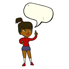 cartoon attractive girl with idea speech bubble N5